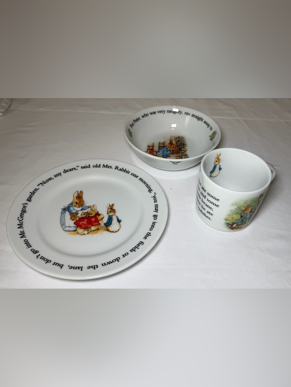 Wedgwood Peter Rabbit Ceramic Cup & Saucer Set White Printed Backstamp